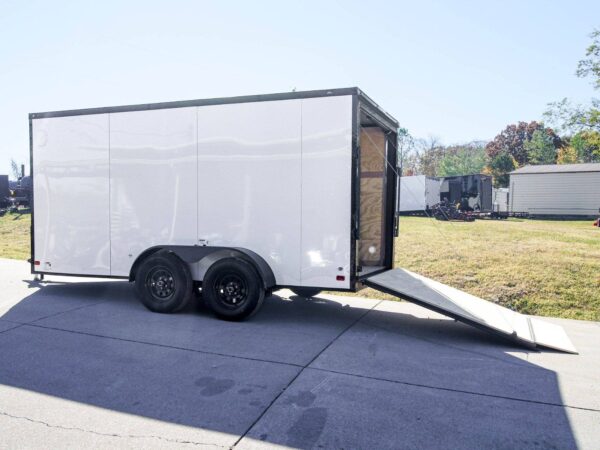 7x14 Enclosed Trailer White V-Nose Blackout Package (2) 3,500lb Axles - Image 14
