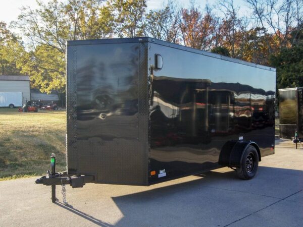 7x14 Enclosed Trailer Black V-Nose Blackout Package 3,500lb Axle Storage