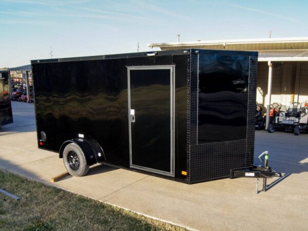 7x14 Enclosed Trailer Black V-Nose Blackout Package 3,500lb Axle Storage - Image 3