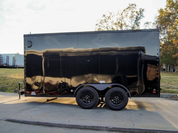 7x14 Enclosed Trailer Black V-Nose Blackout Package Storage (2) 3,500lb Axles - Image 4
