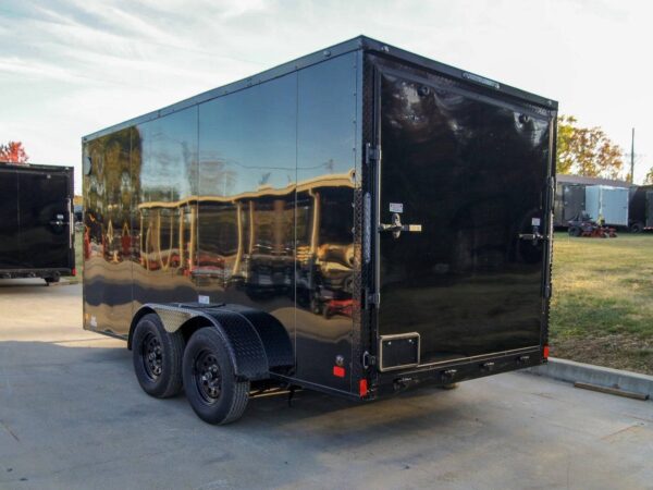 7x14 Enclosed Trailer Black V-Nose Blackout Package Storage (2) 3,500lb Axles - Image 5