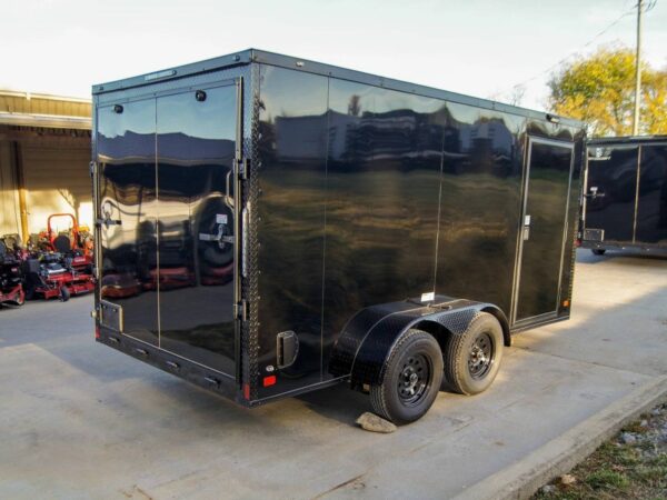 7x14 Enclosed Trailer Black V-Nose Blackout Package Storage (2) 3,500lb Axles - Image 3
