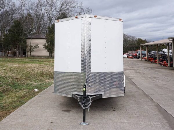 6' X 12' White Enclosed V-Nose Trailer with Diamond Plate Floor Storage - Image 2