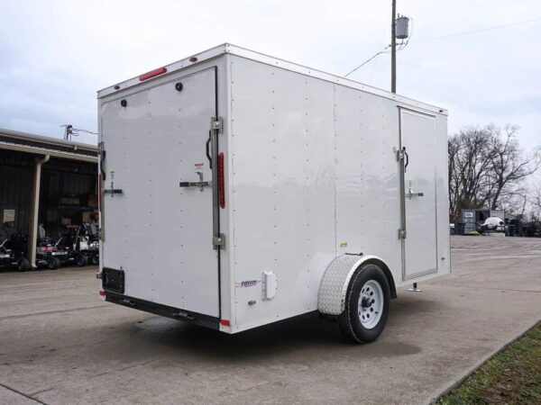 6' X 12' White Enclosed V-Nose Trailer with Diamond Plate Floor Storage - Image 7