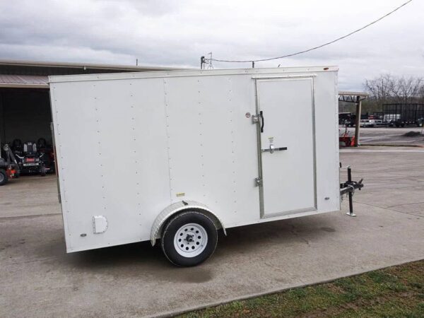 6' X 12' White Enclosed V-Nose Trailer with Diamond Plate Floor Storage - Image 8