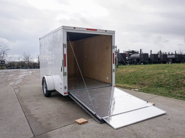 6' X 12' White Enclosed V-Nose Trailer with Diamond Plate Floor Storage - Image 14
