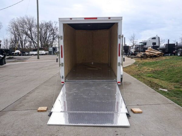6' X 12' White Enclosed V-Nose Trailer with Diamond Plate Floor Storage - Image 17