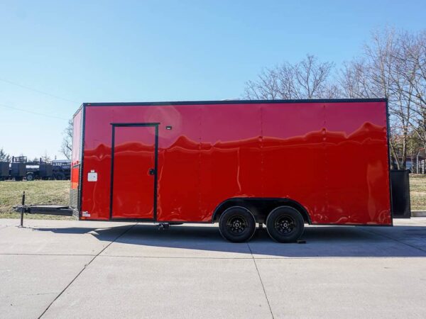 8.5 x 20 Red V-Nose Concession with Blackout Trim Vending - Image 4