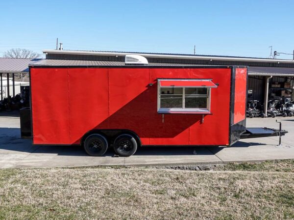 8.5 x 20 Red V-Nose Concession with Blackout Trim Vending - Image 9