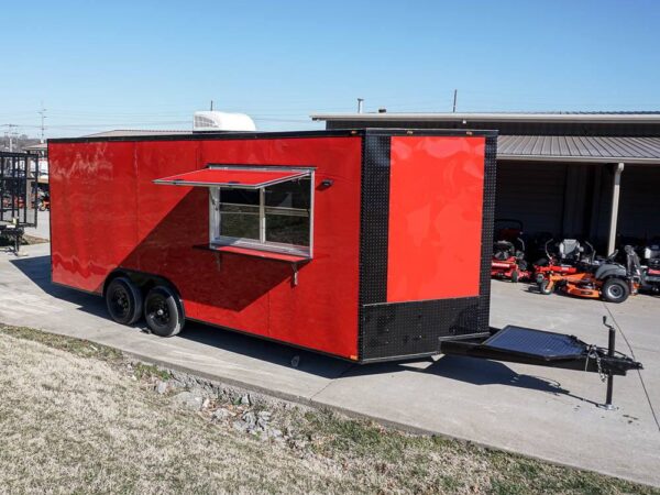8.5 x 20 Red V-Nose Concession with Blackout Trim Vending