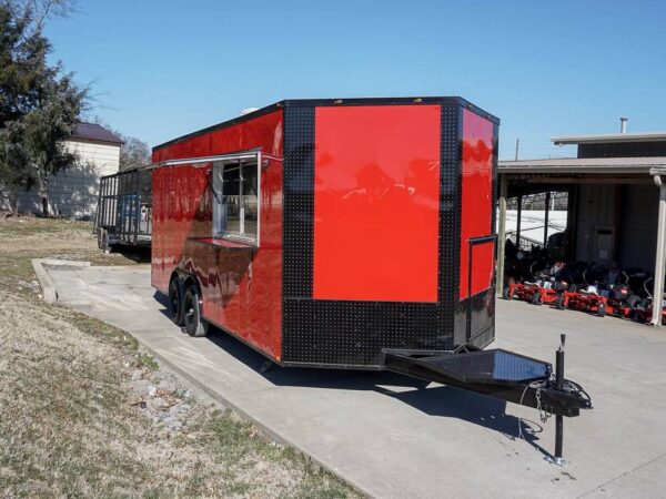 8.5 x 20 Red V-Nose Concession with Blackout Trim Vending - Image 10