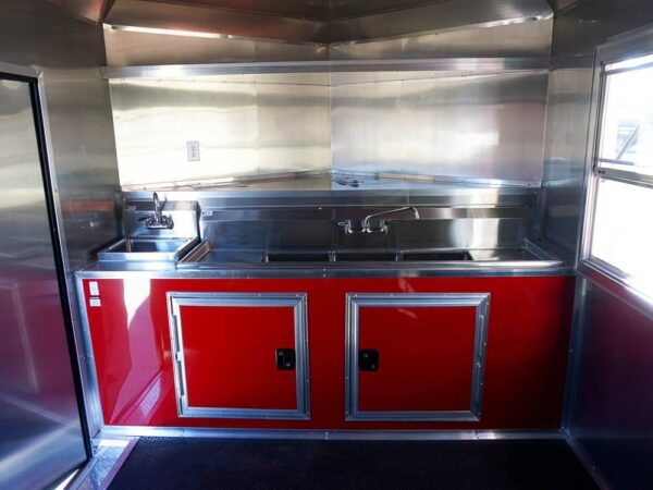 8.5 x 20 Red V-Nose Concession with Blackout Trim Vending - Image 19