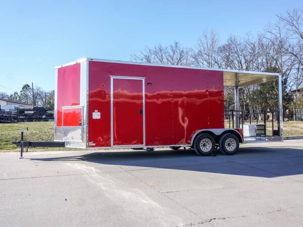 8.5 x 22 Red V-Nose BBQ Porch Concession Trailer - Image 3