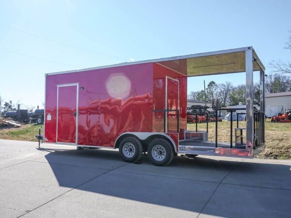 8.5 x 22 Red V-Nose BBQ Porch Concession Trailer - Image 4
