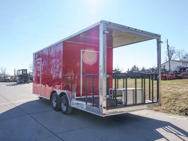 8.5 x 22 Red V-Nose BBQ Porch Concession Trailer - Image 5
