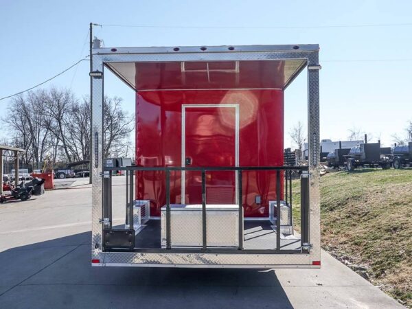 8.5 x 22 Red V-Nose BBQ Porch Concession Trailer - Image 6