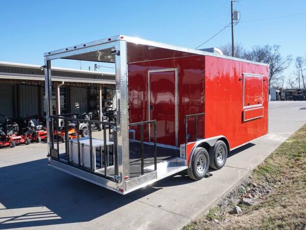 8.5 x 22 Red V-Nose BBQ Porch Concession Trailer - Image 7