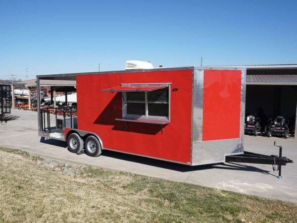 8.5 x 22 Red V-Nose BBQ Porch Concession Trailer - Image 9