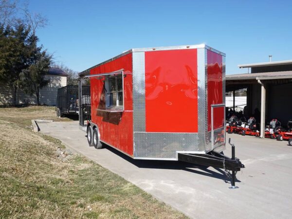 8.5 x 22 Red V-Nose BBQ Porch Concession Trailer - Image 11