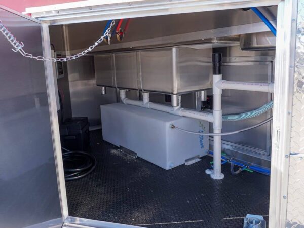 8.5 x 22 Red V-Nose BBQ Porch Concession Trailer - Image 13