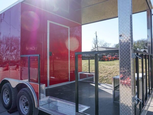 8.5 x 22 Red V-Nose BBQ Porch Concession Trailer - Image 16