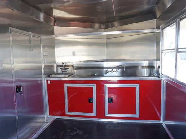 8.5 x 22 Red V-Nose BBQ Porch Concession Trailer - Image 20