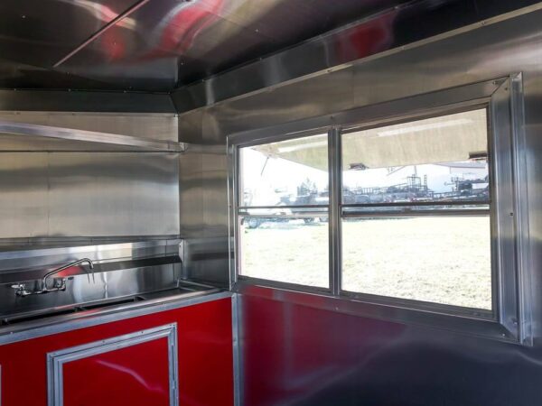 8.5 x 22 Red V-Nose BBQ Porch Concession Trailer - Image 21