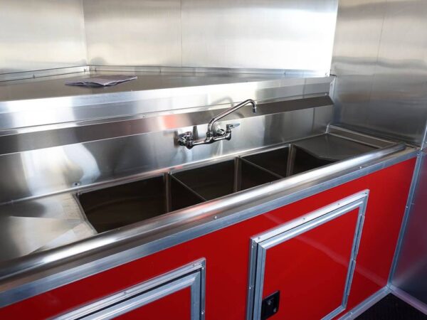 8.5 x 22 Red V-Nose BBQ Porch Concession Trailer - Image 23