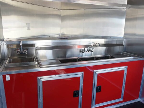 8.5 x 22 Red V-Nose BBQ Porch Concession Trailer - Image 24