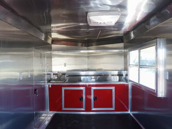 8.5 x 22 Red V-Nose BBQ Porch Concession Trailer - Image 28