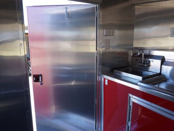 8.5 x 22 Red V-Nose BBQ Porch Concession Trailer - Image 32