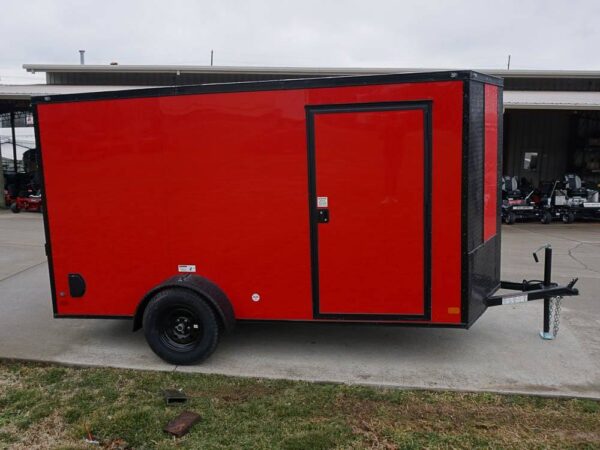 6x12 Enclosed Trailer Red V-Nose Blackout Package 3,500lb Axle Storage - Image 6