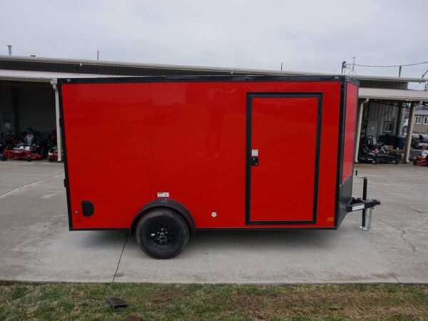 7x12 Enclosed Trailer Red V-Nose Blackout Package 3,500lb Axle Storage - Image 4