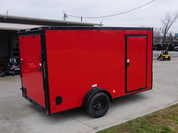 7x12 Enclosed Trailer Red V-Nose Blackout Package 3,500lb Axle Storage - Image 5