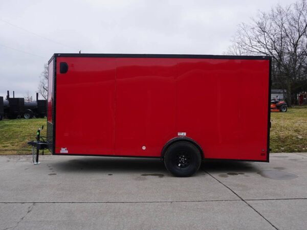 7x14 Enclosed Trailer Red V-Nose Blackout Package 3,500lb Axle Storage - Image 4