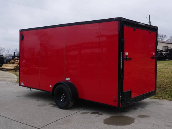 7x14 Enclosed Trailer Red V-Nose Blackout Package 3,500lb Axle Storage - Image 6