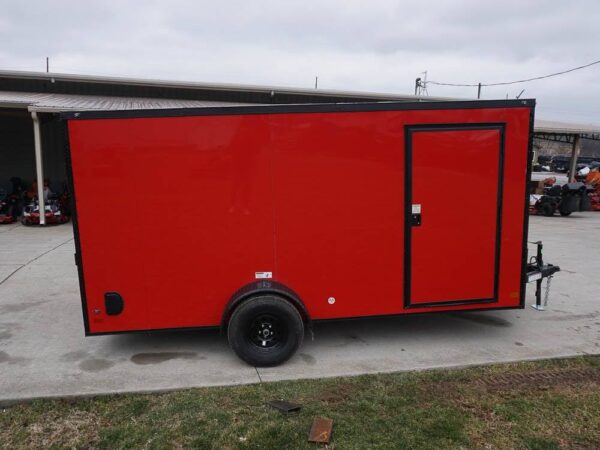 7x14 Enclosed Trailer Red V-Nose Blackout Package 3,500lb Axle Storage - Image 5
