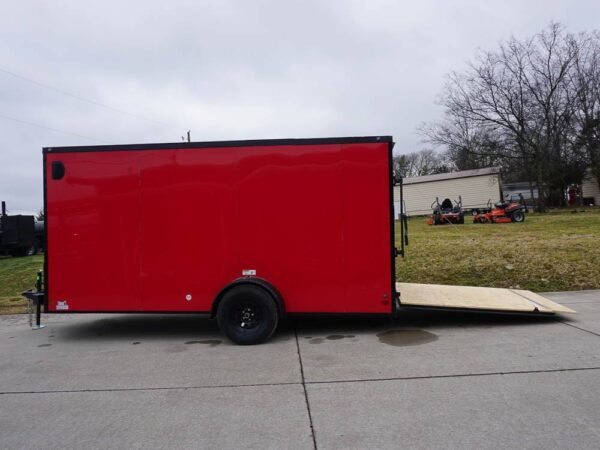 7x14 Enclosed Trailer Red V-Nose Blackout Package 3,500lb Axle Storage - Image 8