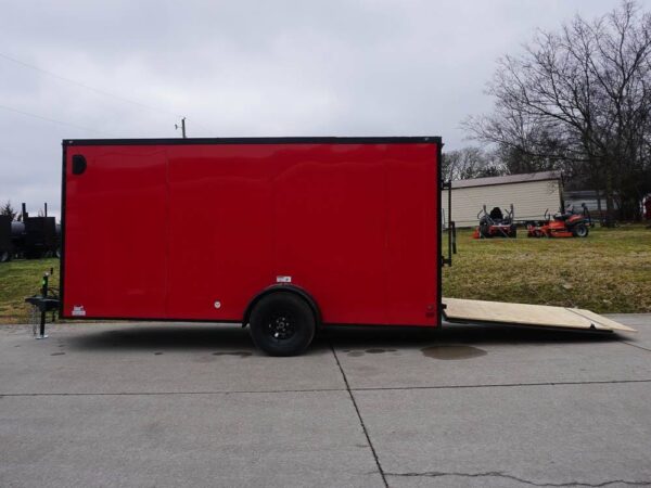 7x14 Enclosed Trailer Red V-Nose Blackout Package 3,500lb Axle Storage - Image 11