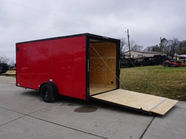 7x14 Enclosed Trailer Red V-Nose Blackout Package 3,500lb Axle Storage - Image 9