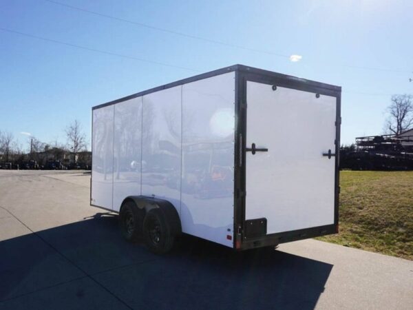 7x16 Enclosed Trailer White V-Nose Blackout Package Tandem Axle Storage - Image 5