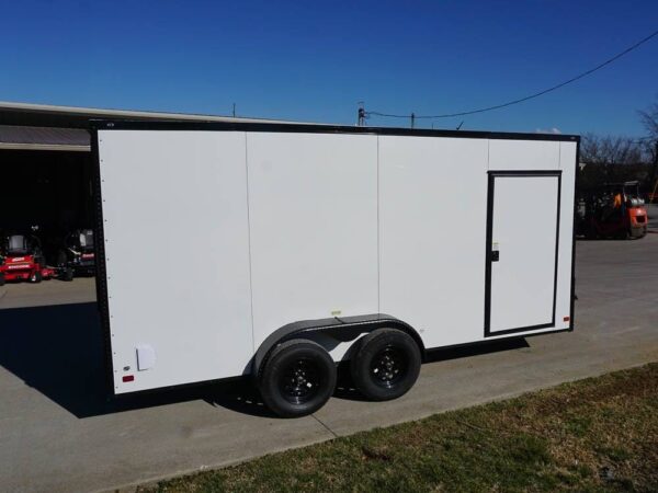 7x16 Enclosed Trailer White V-Nose Blackout Package Tandem Axle Storage - Image 7