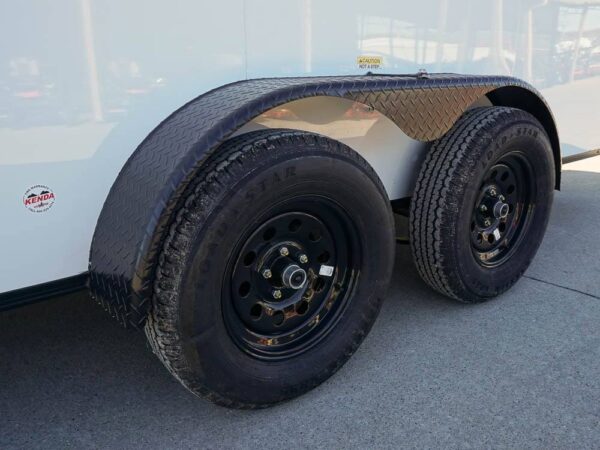 7x16 Enclosed Trailer White V-Nose Blackout Package Tandem Axle Storage - Image 14
