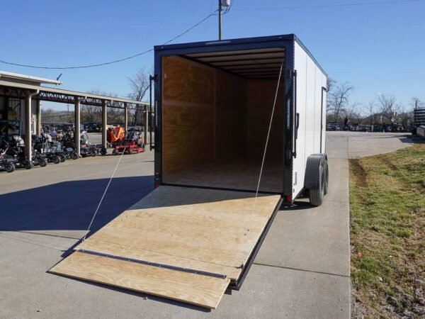 7x16 Enclosed Trailer White V-Nose Blackout Package Tandem Axle Storage - Image 13