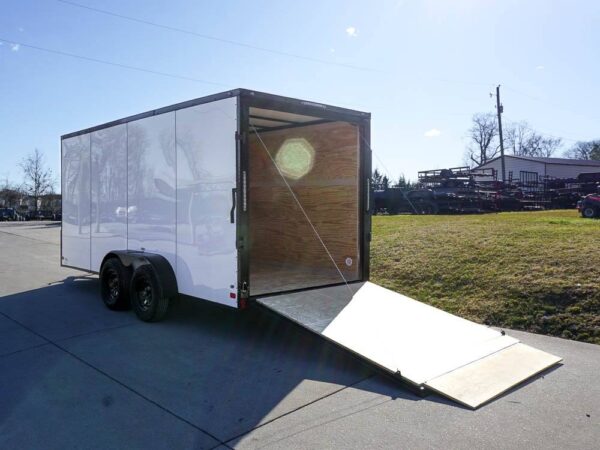 7x16 Enclosed Trailer White V-Nose Blackout Package Tandem Axle Storage - Image 11