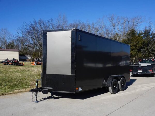7x16 Enclosed Trailer Charcoal V-Nose Blackout Package Tandem Axle Storage - Image 2