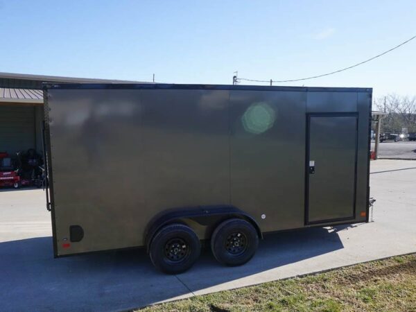 7x16 Enclosed Trailer Charcoal V-Nose Blackout Package Tandem Axle Storage - Image 7