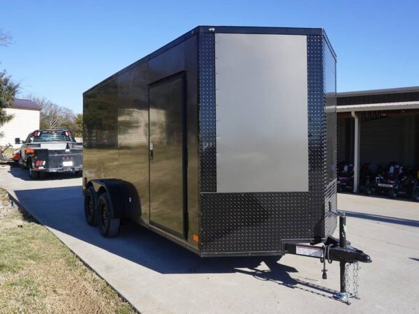 7x16 Enclosed Trailer Charcoal V-Nose Blackout Package Tandem Axle Storage - Image 8