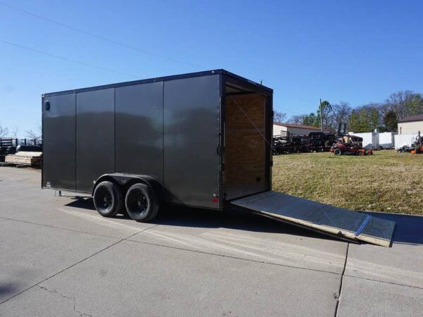 7x16 Enclosed Trailer Charcoal V-Nose Blackout Package Tandem Axle Storage - Image 12