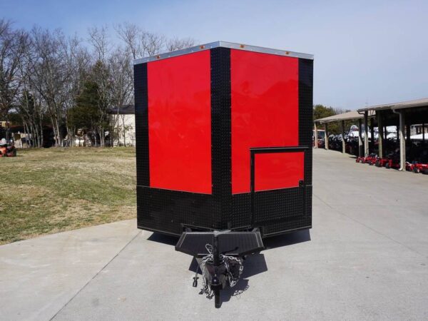 8.5 x 22 Red V-Nose BBQ Porch Concession with Blackout Trim Package - Image 2